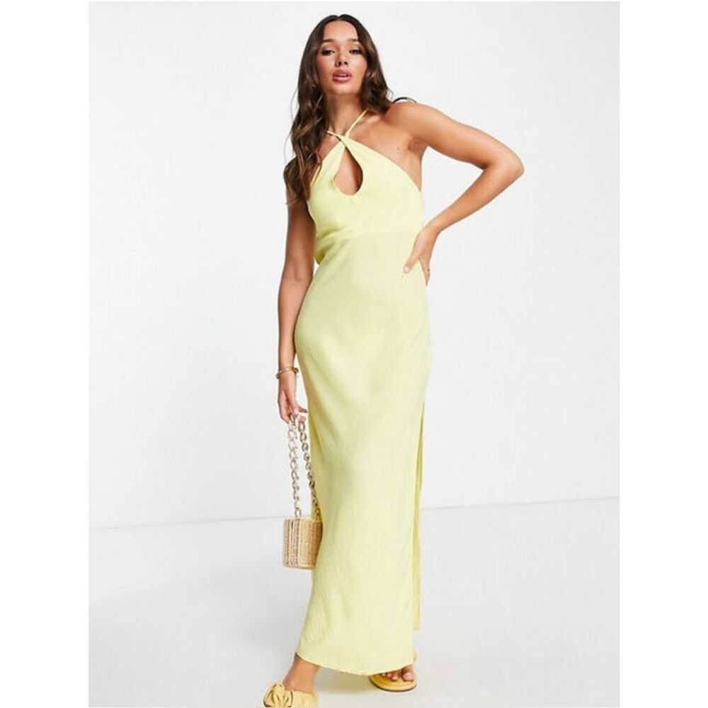 ASOS DESIGN Wrap Neck Maxi Dress with Thigh Split. Size 6